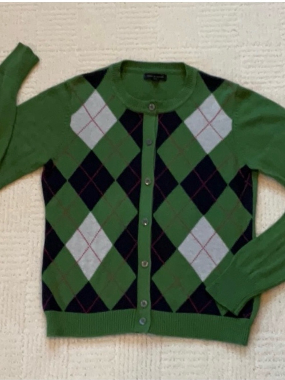Tommy Hilfiger Green Argyle Cardigan Sweater